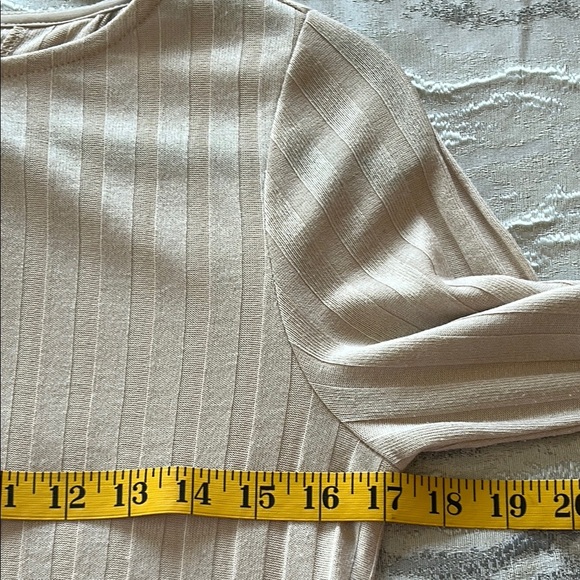 H&M Beige Ribbed Long Sleeve Blouse - Picture 10 of 14